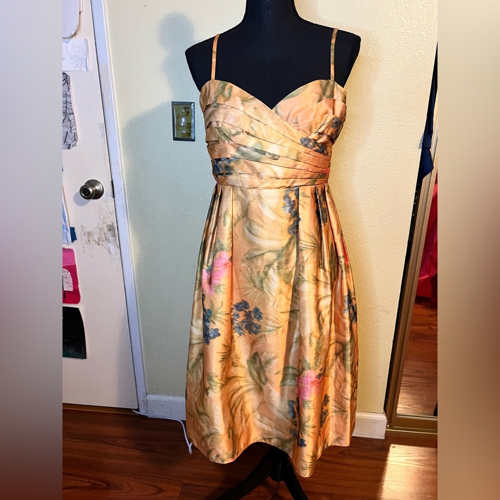 Anthropologie Dress in Orange and Pink Floral